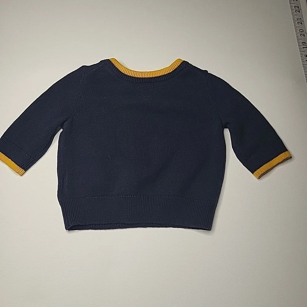 BABY GAP Crewneck Navy Blue Sweater‎ Boys Yellow Dinosaur Sweater Top Size 0-3mo